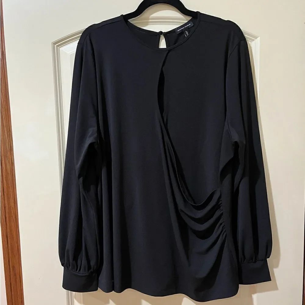 UNIVERSAL STANDARD Cleo Crepe Jersey Blouse Black Women’s Size Large (3X)